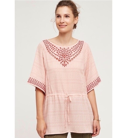 Anthropologie one September laser cut Boho top M - Picture 2 of 9